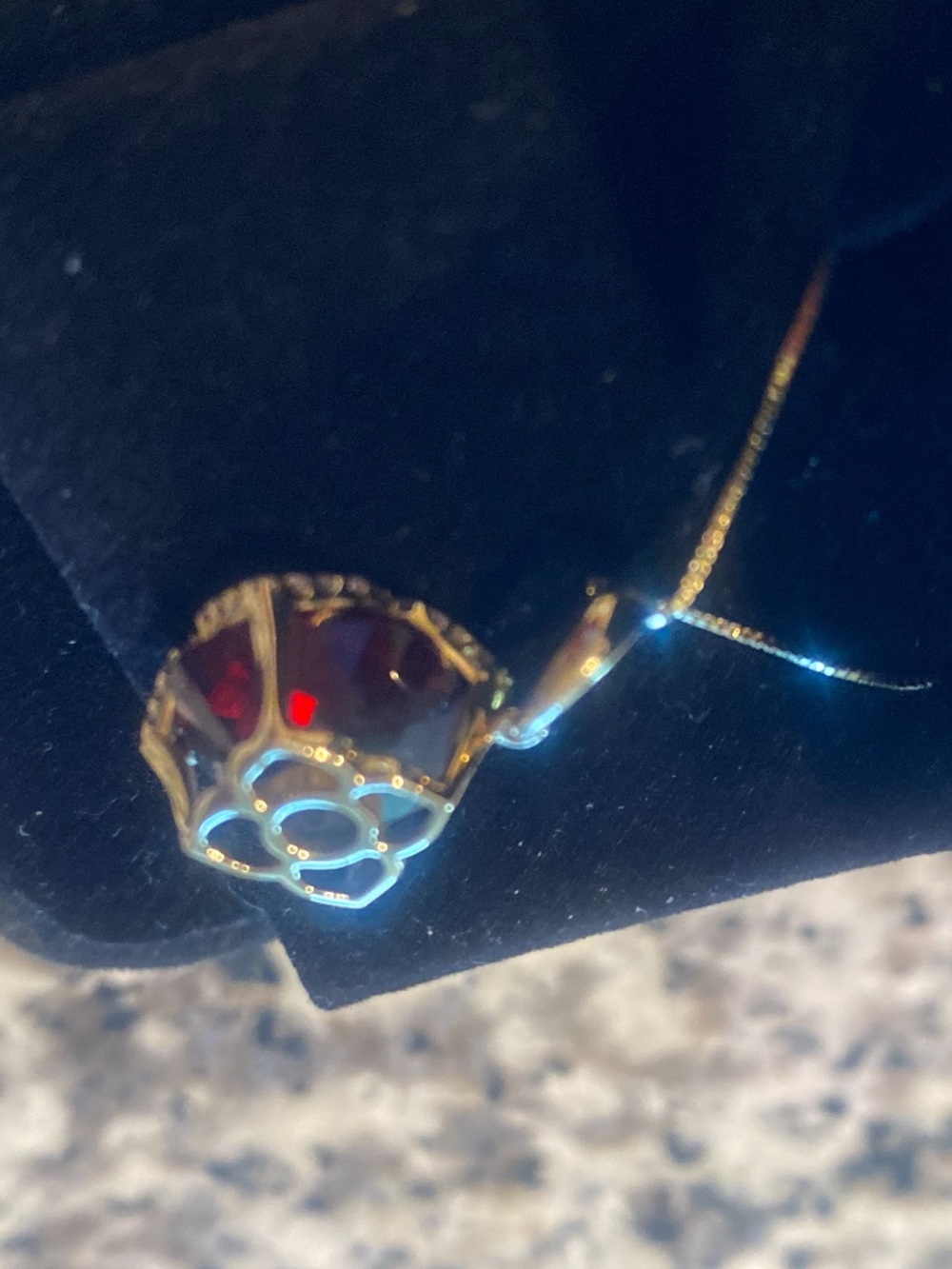 Garnet And Diamond Pendant and 18 inch Necklace 14k Yellow Gold. AMAZING!! - Picture 14 of 14